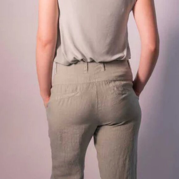 Transit Par Such Tapered Linen Pant in Green Water - Picture 2 of 9